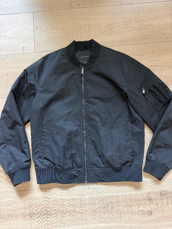 Banana Republic Other - Banana Republic Nylon Bomber Jacket Black Full Zip Flight Jacket Men's Size Larg